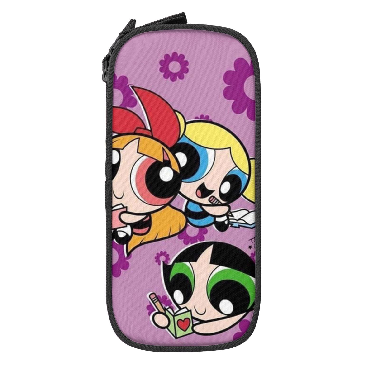 The Powerpuff Gi-rls Pencil Case Large Capacity Pencil Pouch Penbag Office Stationery Organizer Travel Makeup Bag Black