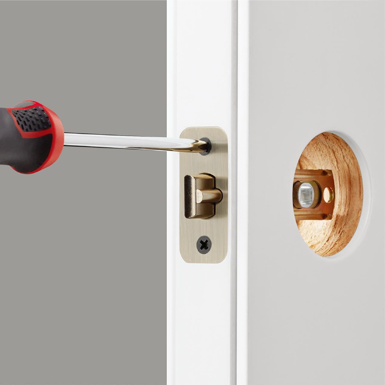 Hyper Tough Privacy Bed and Bath Doorknob Antique Brass Finish
