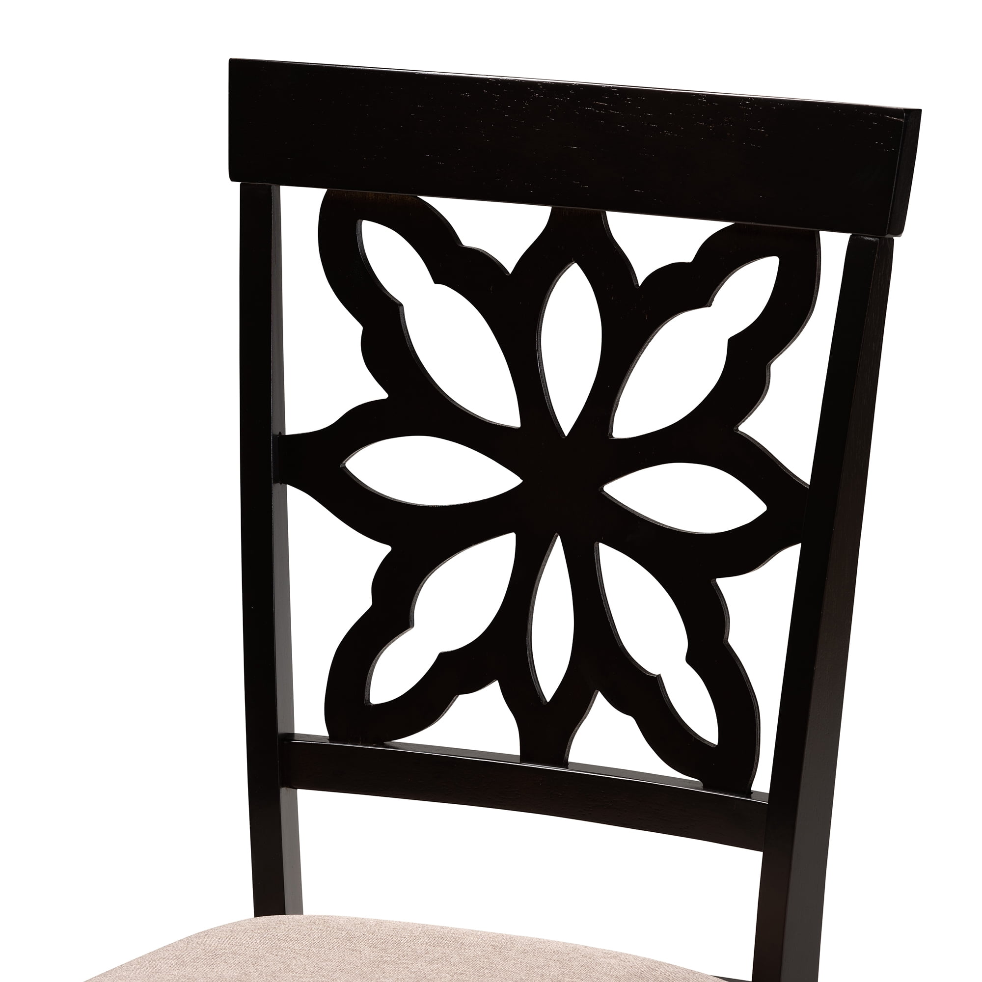Baxton Studio Samwell Modern and Contemporary Sand Fabric Upholstered and Dark Brown Finished Wood 2-Piece Dining Chair Set