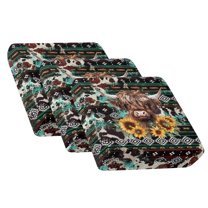 COEQINE 3-Piece Stretch Sofa Cover Removable Sectional Sofa Slipcover Machine Washable Couch Cushion Slipcover Non-Slip Armchair Couch Cover Furniture Decor, American Tribal Highland Cow Sunflower