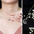 thumbnail image 3 of Rosec Jewels Blue Sapphire Cat on Moon Pendant Necklace with Chain - AAA Quality - Sapphire Diamond Necklace - Ready to Gift for Mothers Day, 18K Yellow Gold, 3 of 8