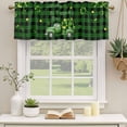 thumbnail image 2 of St. Patrick's Day Curtain Valances for Windows, Kitchen Valance Window Treatments Panel 2 Pack, Shamrock Truck Gold Coin Green Plaid Retro Rod Pocket Short Curtains for Bathroom Bedroom 54 x 18 Inch, 2 of 8