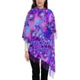 thumbnail image 1 of Women's Fashion Tassel Scarf, Purple Abstract Spiral Long Shawl, Lightweight and Warm, 1 of 9