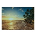 thumbnail image 3 of Tropical Cutting Board, Palm Trees on Tropical Beach Sunrise Morning View Panoramic Nature Picture, Decorative Tempered Glass Cutting and Serving Board, Small Size, Blue Yellow Brown, by Ambesonne, 3 of 5