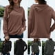 thumbnail image 2 of Moda mujer Turn-down Collor Pullover Manga larga Suelta Casual Túnica Sudaderas Color sólido Tops Abanopi Café/Grande, 2 of 7