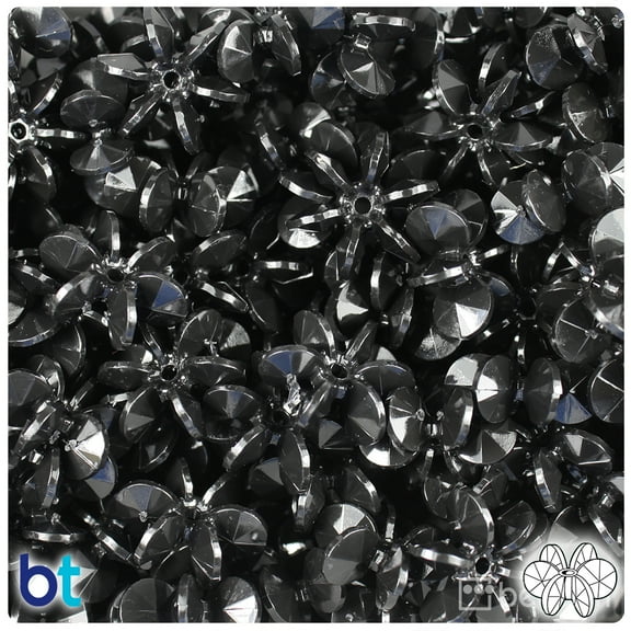 BeadTin Black Opaque 18mm SunBurst Craft Beads (135pcs)