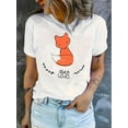 thumbnail image 1 of Motif Renard Simple Anglais Imprimé Mode Femme Tendance Col Rond Manches Courtes, T-shirt de Sport Décontracté Simple, Haut d'Été Confortable Vêtements pour Femmes Fête des Pères, Fête des Mères, Nouvel An, Fêtes de Printemps, 1 of 6