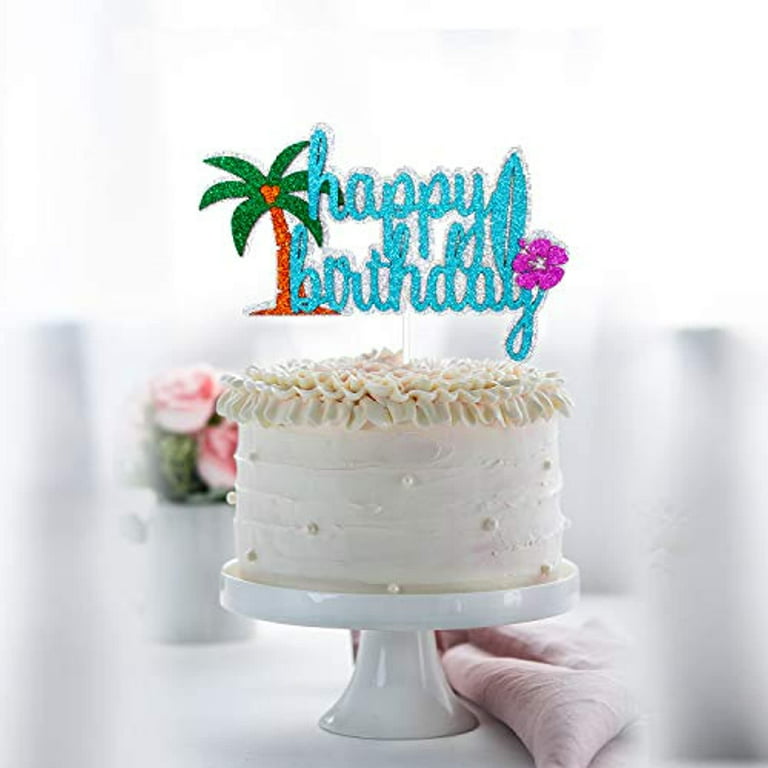 Hawaii Birthday Cake Topper - Tropical Hawaiian Luau Party Glitter ...