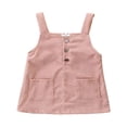 thumbnail image 1 of Robe en Velours Côtelé à Bretelles Unie Rétro pour Fillette Tout-Petit Été Rose 2-3 Ans, 1 of 9
