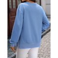 thumbnail image 4 of Female Oversized Sweatshirts Long Sleeve Hoodies Shirts Fall Side Slit Pullover Top Teen Outfits Blue L, 4 of 10