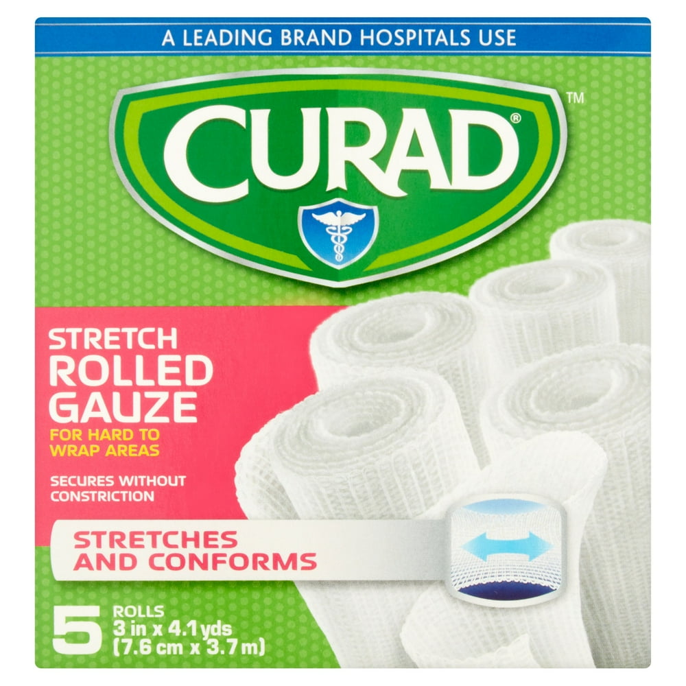 Curad Stretch Rolled Gauze, 3" X 4.1 yds, 5 Count