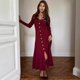 thumbnail image 3 of Vestido sexy de punto a rayas con una botonadura para mujer, ropa de calle, manga larga, informal, elegante, para fiesta, otoño e invierno, 2024, 3 of 5