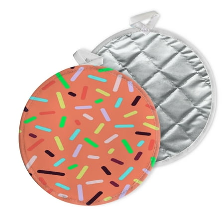 

2 PCS Pot Holders for Kitchen Potholders Sets with Hook for Oven Cooking Baking Colorful Sprinkles Pattern On Pink Background