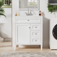 thumbnail image 2 of Bathroom Vanity with Sink 30 Inch, Bathroom Storage Cabinet With 3 Drawers, Cabinet Door Organizer & Adjustable Shelf, White, 2 of 7