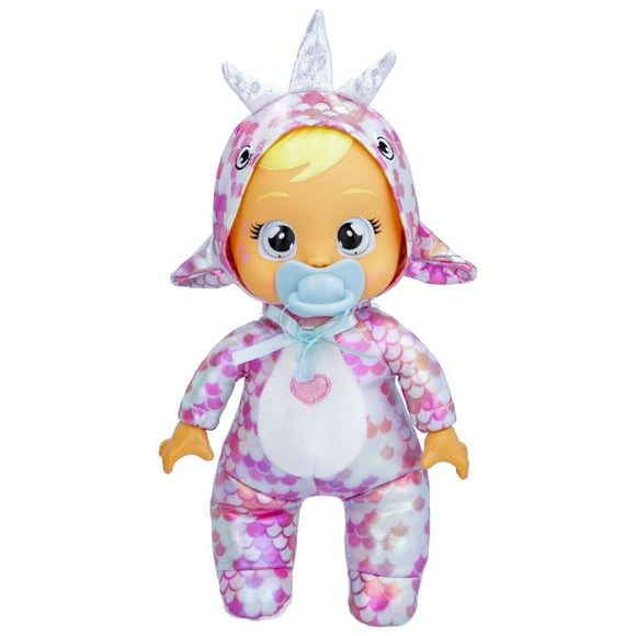 Cry Babies Tiny Cuddles Dinos Stella - Poupée de 9 po, verse de véritables larmes, pyjama sur le thème des dinosaures avec des accents métallisés