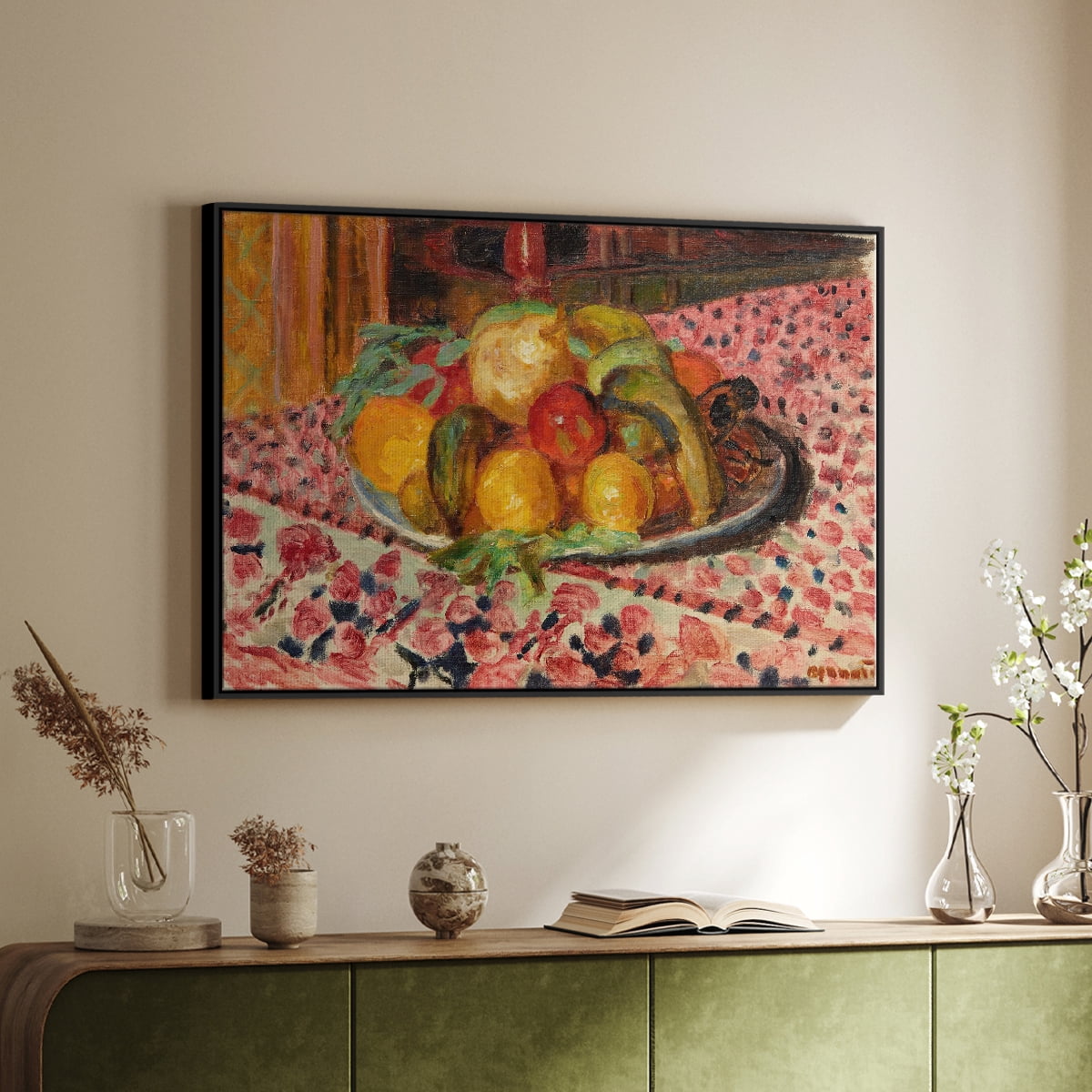 Vintage Botanical Print-LIV By Wexford Home Framed in Black Wood Gallery Wrapped Canvas 25 in. x 37 in.