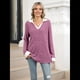 thumbnail image 5 of Suéteres de Cuello en V para Mujer, Jersey con Bloques de Color, Mangas Largas, Corte Holgado, Estilo Informal, Tipo Túnica, Camisetas. Rojo Púrpura M, 5 of 10