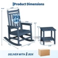 thumbnail image 2 of HDPE Poly Lumber Rocking Chair Outdoor Set with Side Table, High Back Patio Porch Rocker for Adults, All Weather Resistant 350 lbs Capacity for Garden Lawn Pool Firepit, Embossed Wood Grain Navy Blue, 2 of 8