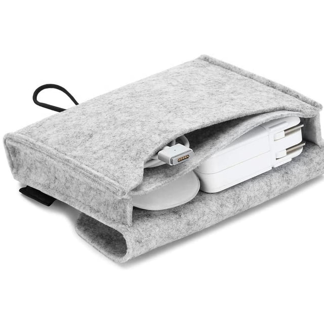 Sac de Rangement Portable en Feutre, Étui de Protection pour Accessoires Électroniques pour Adaptateur d'Alimentation MacBook, Souris, Téléphone Cellulaire, Câbles, SSD, HDD, Banque d'Alimentation, Disque Dur Externe Portable