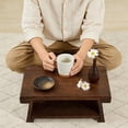 thumbnail image 4 of Japanese Folding Floor Table,Natural Brown Coffee Table,Wood Small Low Meditation End Table, Tatami Table for Bed,Living Dining Room$$Furniture, 4 of 9