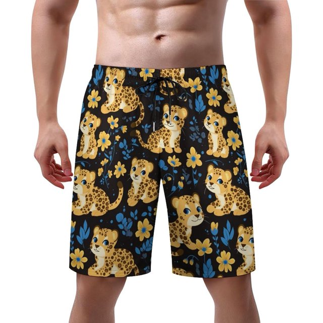 NICKSUN Men's Swim Trunks, Cute Print Quick Dry Summer Board Beach Shorts with Mesh Lining and Pockets