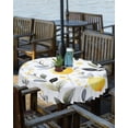 thumbnail image 2 of Hokiten Outdoor Tablecloths with Umbrella Hole & Zipper, Summer Lemon Round Tablecloths 60 Inch, Watercolor Fruit Grey Leaf Waterproof Table Cloth, Patio/Pool/Picnic Table Covers, 2 of 7