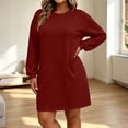 thumbnail image 7 of Ashirexll Long Sleeve Dress for Women Plus Size Loose Long Sleeve Round Neck Solid Color with Pockets Midi Dress, 7 of 7