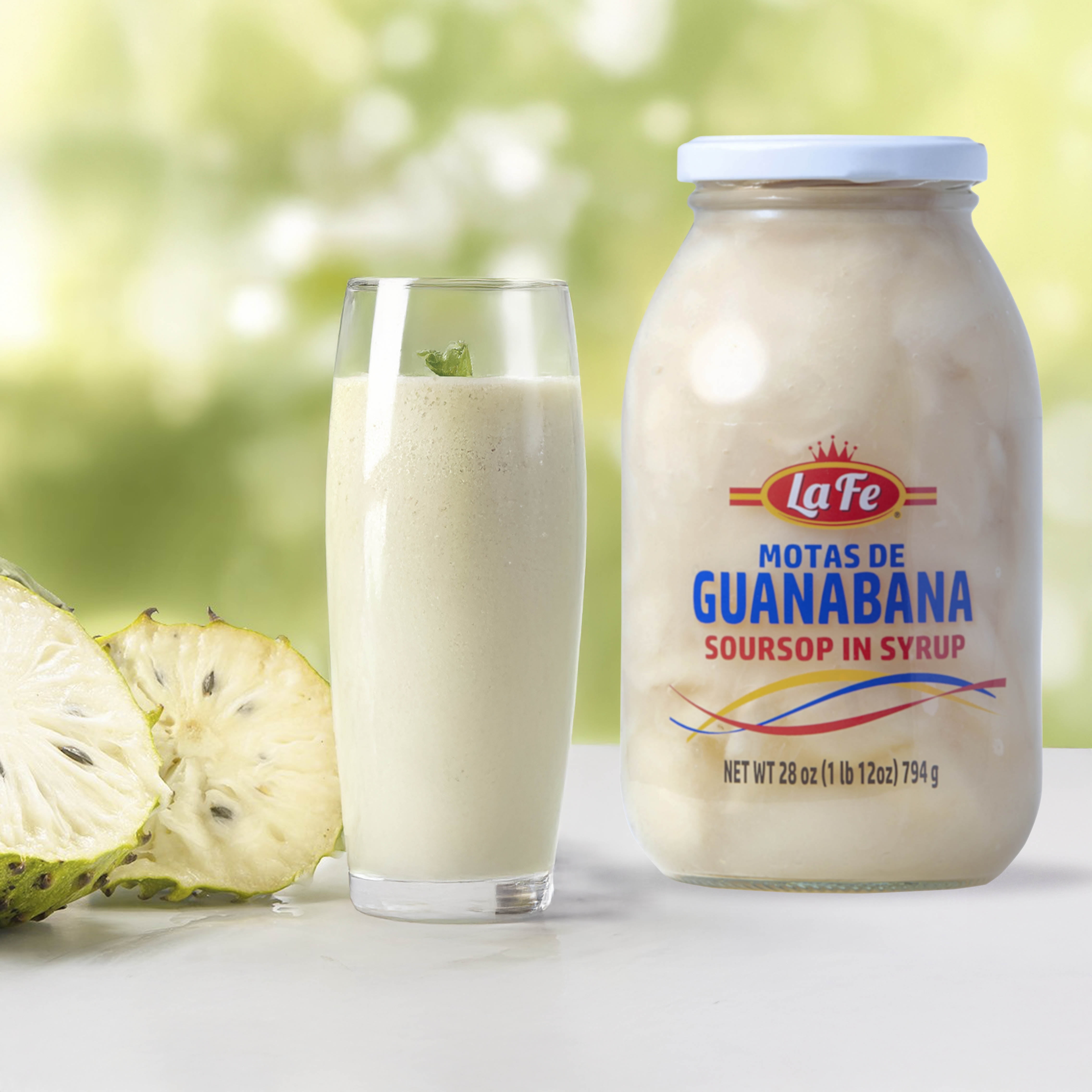 La Fe Conservas Motas de Guanábana , Soursop Fruit Fresh Pulp, 28oz – 2 Pack