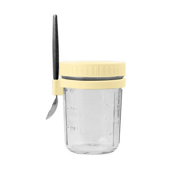 Overnight Oats Containers with Lids Premium Overnight Oats Containers with Lids & Spoons: Airtight Mason Jars with Removable Compartments for Chia, Yogurt & Oatmeal, 6-Pack Glass Jars for Meal Prep