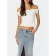 thumbnail image 2 of Biezeib Women's Crop Tops Fitted Off Shoulder Short Sleeve Solid Color T-Shirt for Party Club, 2 of 6