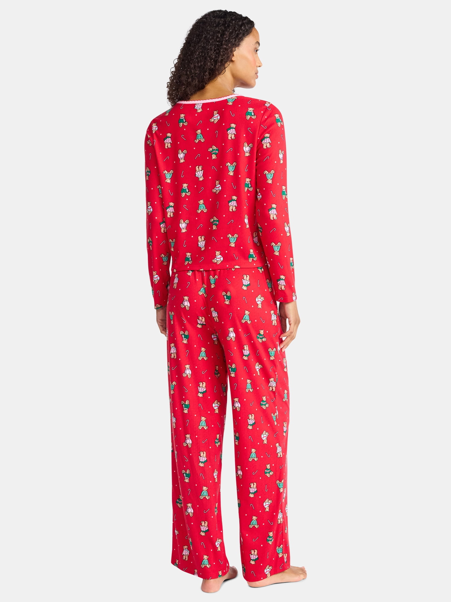 Christmas Women's and Women's Plus Long Sleeve Top and Wide Leg Pants Pajama Set from Holiday Time, 2-Piece, Sizes XS-3X