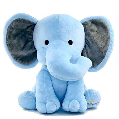 KINREX Stuffed Elephant Animal Plush - Toys for Baby, Boy, Girls - Great for Nursery, Room Decor, - Blue - Measures 9 Inches