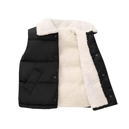 

Atogsazn Toddler Baby Boys Fleece Lining Jackets Kids Button Puffer Sleeveless Tank Tops Winter Warm Clothes Outerwewar A-Black 8-10 Years on Clearance