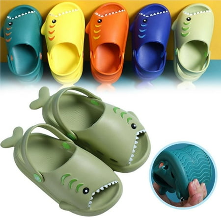 

DTOWER Cartoon Shark Waterproof Slippers for Kids Non-Slip Sandals Summer Beach Home Slippers for Garden Bathroom Walk