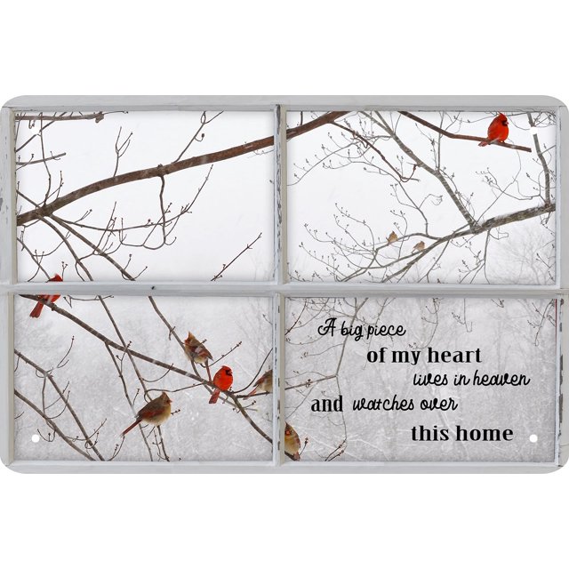 Cswljs Cardinal Gifts Cardinal Decor Cardinal Bird Out Side The Window A Big Piece Of My Heart Lives In Heaven And Watchs Over This Home Decor Sign 8 X 12 Pulgadas