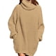 thumbnail image 2 of Vestido suéter de cuello alto Vestido jersey de manga larga Suéter de color puro de gran tamaño para mujer Caqui S, 2 of 6