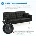 Alden Design Memory Foam Convertible Futon Sofa Bed with USB, Black