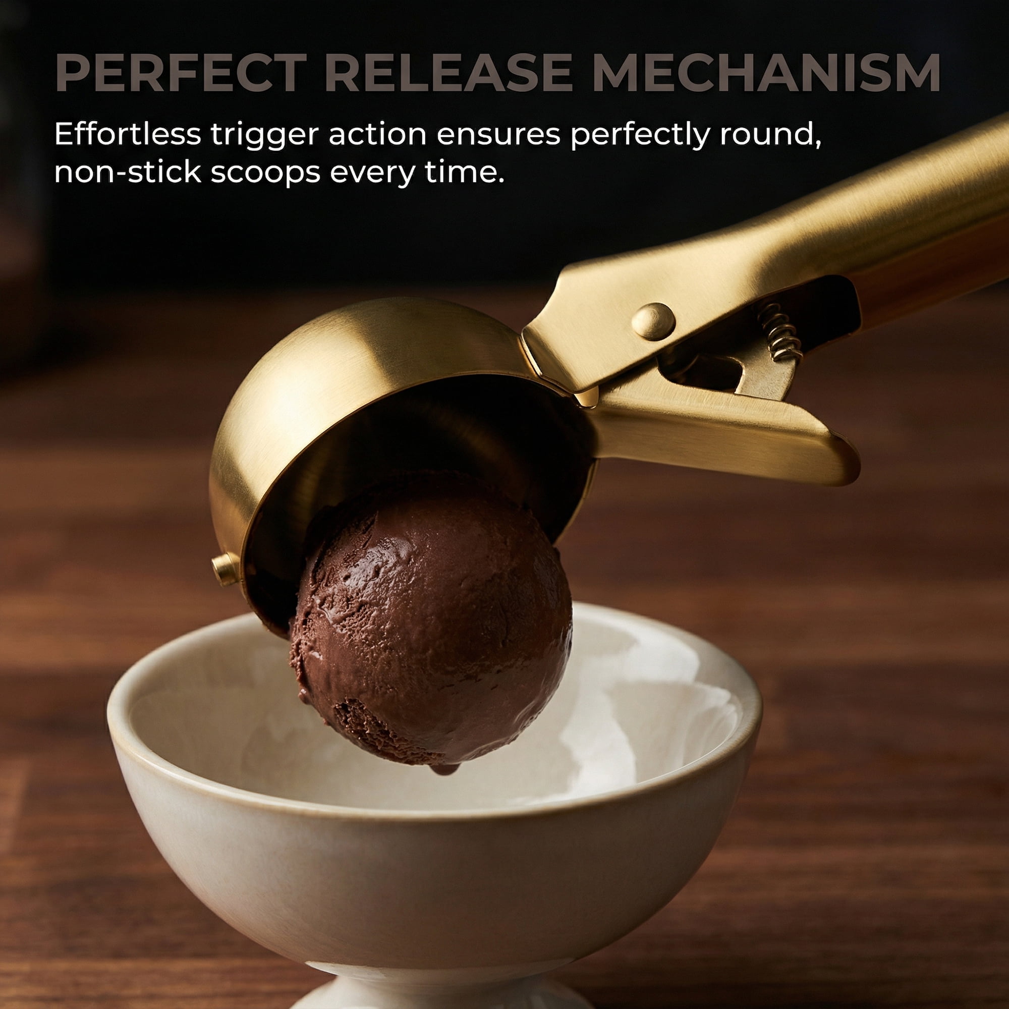 Unique Bargains Stainless Steel Pop-out Scooper with Handle Gold