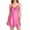 Pink, variant on Women's Sleep Dress V Neck Spaghetti Strap Lace Trim Satin Nightgown Silky Slip Dresses Comfy Loungewear Black M