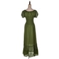 thumbnail image 3 of Robe Maxi pour Femme, Style Renaissance Paysanne, Style Bohème, Manches Cap, Bordure en Dentelle, Vert Olive, Très Grand, 3 of 5