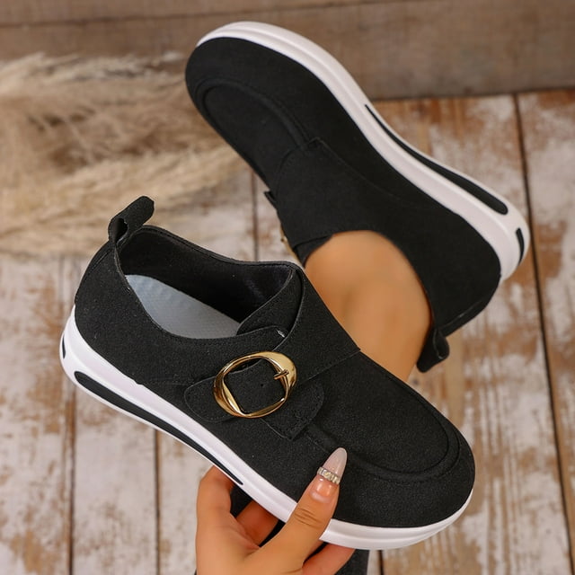 Cameland Women's Multi-Color Buckle Thick-Soled Large-Size Fall And Winter Comfortable Height-Increasing Shoes