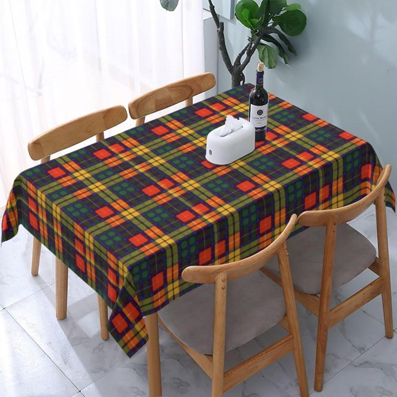 Rectangular Tablecloth – Waterproof, Wrinkle-Free, Decorative Table Cover for Dining Room, Parties, Picnics, and Outdoor Use, Buchanon Clan Plaid Scottish Tartan (60" X 84")
