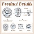 thumbnail image 4 of Cubic Zirconia Stud Earrings | 18K White Gold Hypoallergenic Sterling Silver Post Earrings | Big Brilliant Simulated Diamond Halo Stud Earrings for Women Men 18k White Gold Plated Earrings, 4 of 5