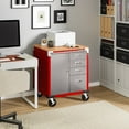 thumbnail image 4 of Seville Classics UltraHD® Heavy Duty Rolling Cabinet Workbench Table w/ Solid Wood Top, Workstation for Garage, Office, Workshop, Red, 1-Door, 4-Drawer (28" W x 25" D), 4 of 14