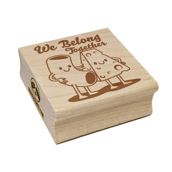 Macaroni and Cheese We Belong Together Best Friends Square Rubber Stamp Stamping Scrapbooking Crafting - Small 1.25in