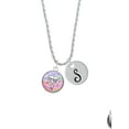 thumbnail image 2 of Delight Jewelry Silvertone Domed Multi Color CVT Silvertone Script Initial Disc - S - Charm Necklace, 20"+3", 2 of 4