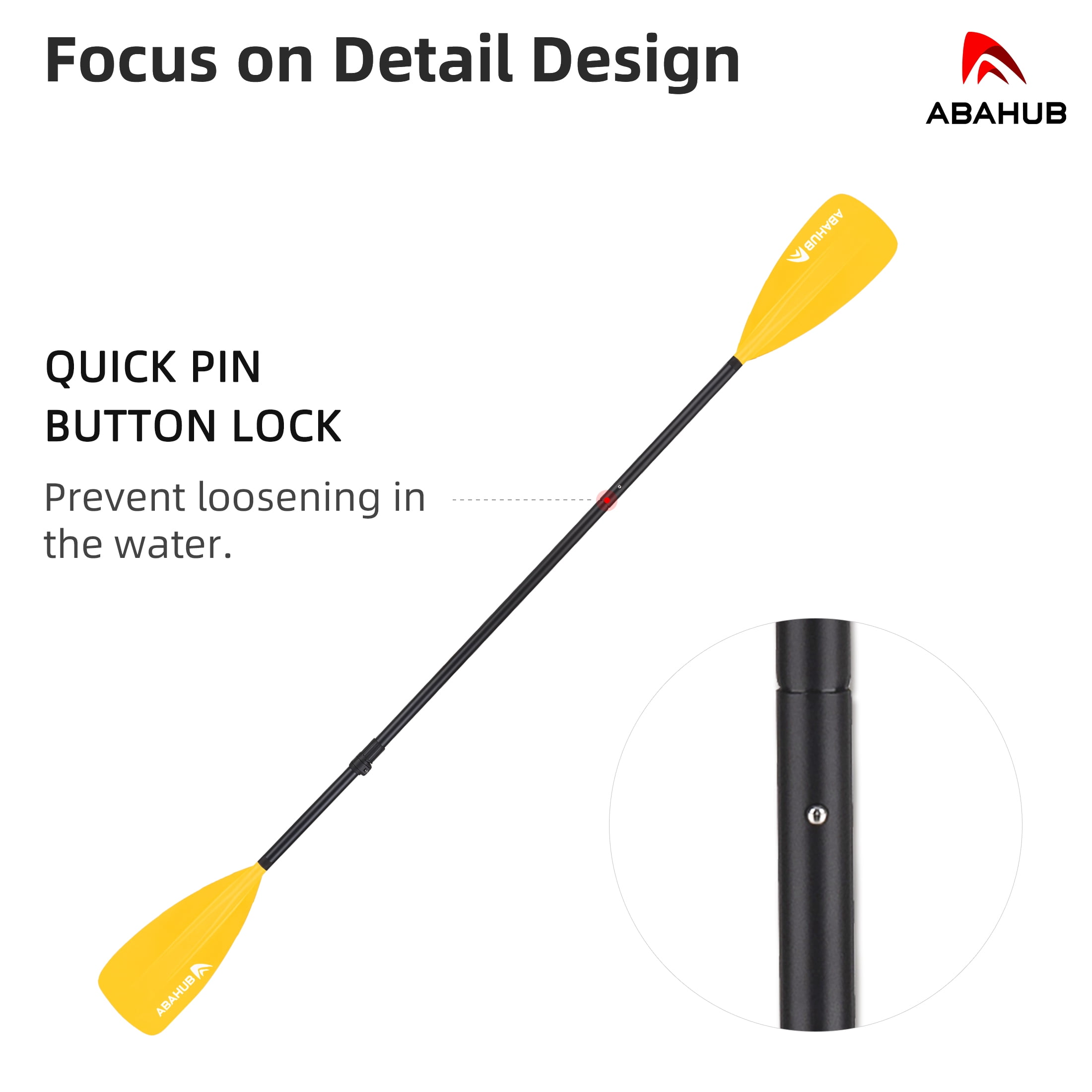 AbahubFit Paddle Oars for SUP and Kayak 2-IN-1, Adjustable Lightweight Paddle (4-Piece), Aluminum Shaft 68-84"(Yellow)