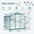 thumbnail image 2 of 6x8 FT Greenhouse, 2 Vent Window with Door Walk-in Hobby Greenhouse Aluminum Hot House for Outdoor Garden Backyard,Greenhouse for Indoor, Plant Greenhouses, Portable Heavy Duty Garden Greenhouse, 2 of 9