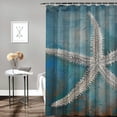 thumbnail image 2 of Awypu Nautical Starfish Vintage Star Blue Sea Beachy Chic Modern Bathroom Decor Waterproof Shower Curtain Multiple Sizes White, 2 of 7