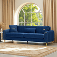 thumbnail image 3 of Newest 87.4" Retro Blue Upholstered Sofa - 3-Seater Couch with Pocket Springs for Living Room & Primary Seating Area​, 3 of 26